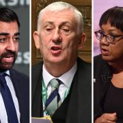 From left: First Minister Humza Yousaf, Speaker Lindsay Hoyle, and MP Diane Abbott