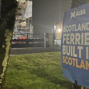 The Alba poster put up last week at Ferguson Marine was removed