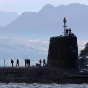 A Vanguard-class nuclear submarine photographed at Faslane