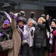 Campaigners for Women Against State Pension Inequality Campaign (Waspi) gather at the statue of political activist Mary Barbour