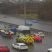 Traffic is facing disruption due to a boat on the motorway