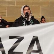 Doa'a AbuAmer pictured at a rally for Gaza in Glasgow
