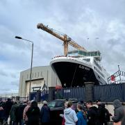 People queue at the launch of MV Glen Rosa