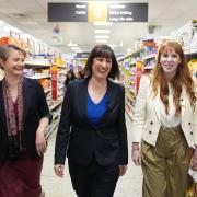 Labour's shadow home secretary Yvette Cooper, shadow chancellor Rachel Reeves and deputy leader Angela Rayner during their visit to Sainsbury's