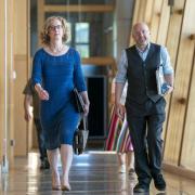Scottish Greens co-leaders Lorna Slater and Patrick Harvie in the Scottish Parliament