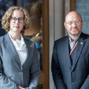 Scottish Greens co-leaders Patrick Harvie and Lorna Slater in the Scottish Parliament