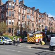 Fire crews rushed to Glasgow's west end after a blaze broke out in a tenement flat