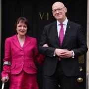 The couple were seen waving on the steps of the official residence of the first minister