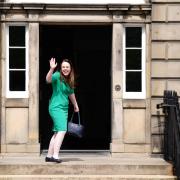 Kate Forbes entering Bute House