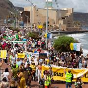 People are protesting against the current tourism model on the island of Gran Canaria