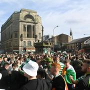 Celtic fans gather in Merchant City