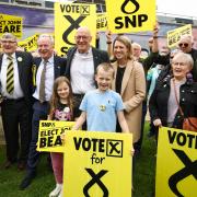 SNP leader John Swinney meets with supporters as he leads an SNP campaign day in Glenrothes