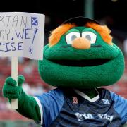 Major League Baseball shared this image of the Red Sox mascot dressed up as a member of the Tartan Army