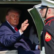 President Donald Trump departs on Marine One after speaking at the United States Army War College in Carlisle, Pa., at the Pennsylvania Defense and Innovation Summit, Wednesday, July 15, 2026. (AP Photo/Julia Demaree Nikhinson)