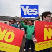TAKING SIDES: Yes and No campaigners in Blantyre in September, 2014
