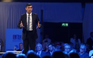 Conservative leadership candidate Rishi Sunak speaking at a hustings event at the Pavilion conference centre at Elland Road in Leeds