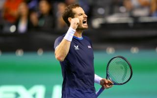 Tennis player, Andy Murray reacts as he plays Dmitry Popko in the Davis Cup