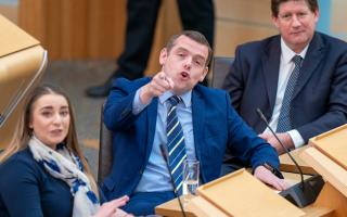 Scottish Conservative leader Douglas Ross (centre) during First Minister's Questions at the Scottish Parliament in Holyrood