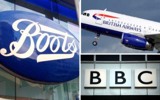 Boots, British Airways, and BBC are among those affected