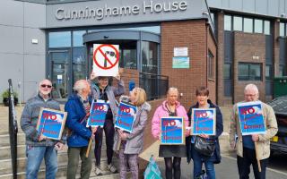 Campaigners protesting the building of a new incinerator in Irvine