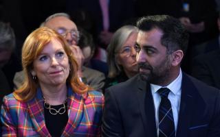 Humza Yousaf and Ash Regan pictured at the announcement of the results of the SNP leadership race