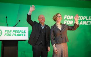 Scottish Greans co-leaders Patrick Harvie and Lorna Slater at the Scottish Greens party conference