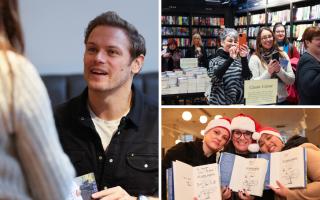 The Outlander star was signing copies of his new book in Waterstones