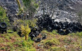 The tyres are believed to have been dumped from a layby