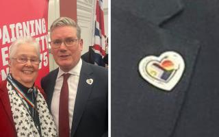 Keir Starmer was photographed wearing a progress Pride badge during an LGBT+ History Month event