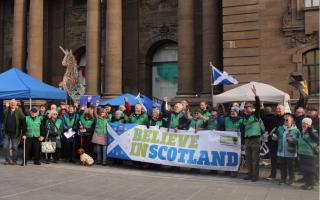 Activists from Believe in Scotland, Yes for EU, Pensioners for Independence and Salvo in Perth