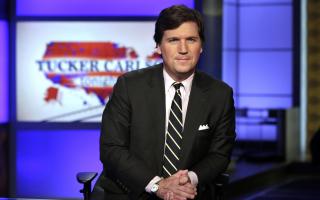 Tucker Carlson pictured in a New York Fox News studio