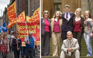 The SSP’s Rosemary Byrne, Frances Curran, Colin Fox, Carolyn Leckie and Rosie Kane joined Tommy Sheridan at Holyrood in 2003