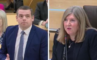 Douglas Ross's speech was interrupted by a protester during FMQs