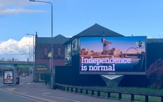 Four billboards have been put up around Glasgow ahead of the Scottish independence march
