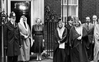 King Fahd of Saudi Arabia meeting then-prime minister Margaret Thatcher