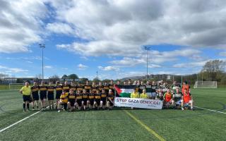 GAA teams Dalriada and Tír Conaill Harps came together for a joint photo and statement in solidarity with Palestinians