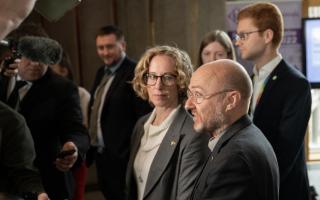 Patrick Harvie and Lorna Slater give a press conference in the Scottish Parliament