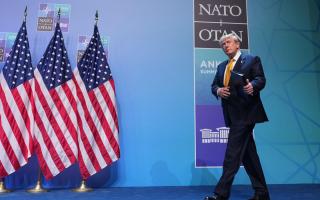 U.S. President Donald Trump arrives for a news conference at the NATO summit in Ankara, Turkey, Wednesday, July 8, 2026.