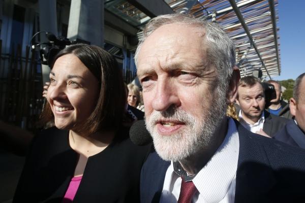 UK Labour leader Jeremy Corbyn with Kezia Dugdale