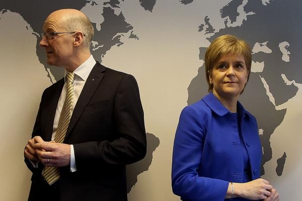 Nicola Sturgeon and Deputy First Minister John Swinney in Edinburgh where the GERS figures were announced