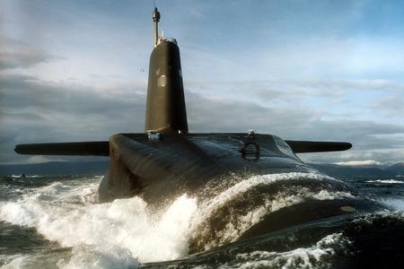 The National: HMS VANGUARD sailing up the clyde for the first time.....This Trident Submarine is a Nuclear powered vessel contributing to NATO's nuclear deterrent. It is an advanced, high speed, long endurance underwater vessel. They displace over 16 thousand tonne