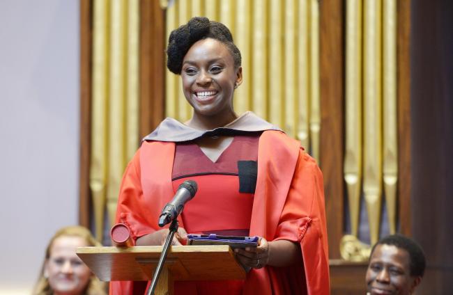 Adichie received an honorary degree of doctor of letters at the University of Edinburgh. Photograph: Neil Hanna