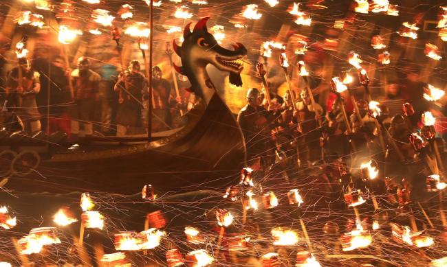 Since its inception, the Up Helly Aa festival has seen a procession of exclusively men dress up as Vikings and carry flaming torches through the streets of Lerwick
