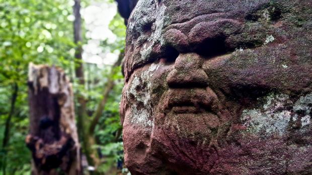 The National: Carved face at Dunino Den near St Andrews