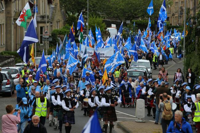 All Under One Banner pro-independence march and rally in Galashiels. Photograph by Colin Mearns