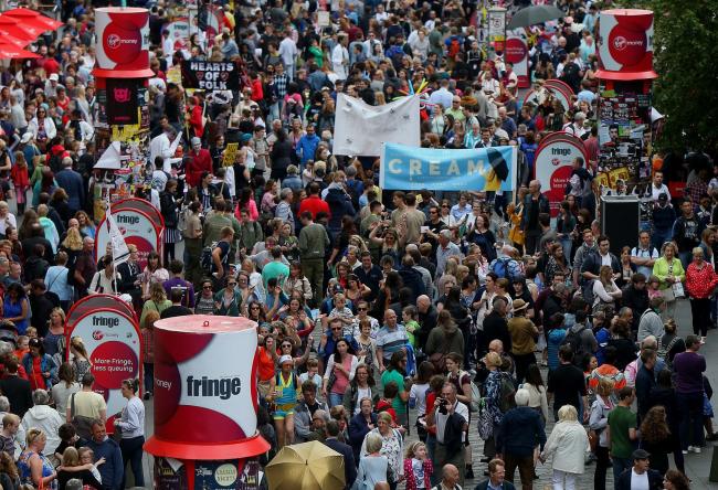 Crowds on Edinburgh's Royal Mile monday during the four-week-long Fringe Festival..Pic Gordon Terris/The Herald.10/8/15.